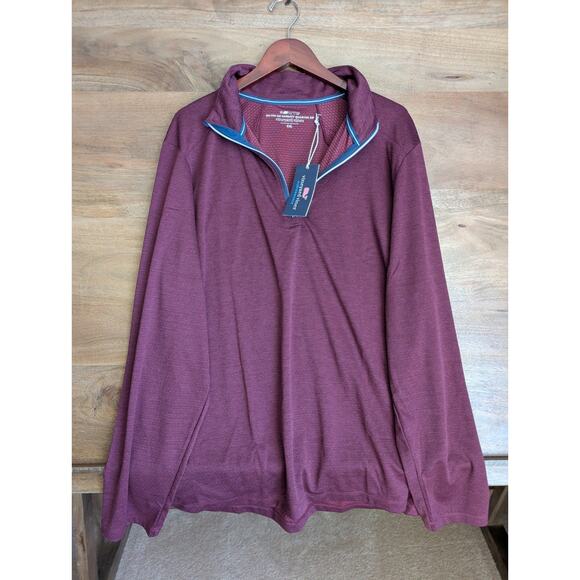 Vineyard Vines Shirt Mens 2XL Burgundy OTG (On-The-Go) Sankaty Quarter Zip NWT - Picture 1 of 5